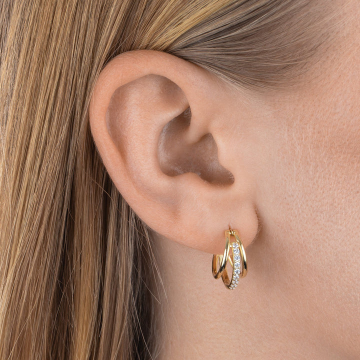  CZ X Solid Hoop Earring - Adina Eden's Jewels