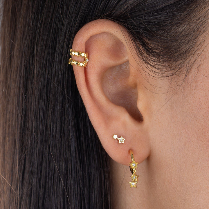  Tiny Double Star Stud Earring - Adina Eden's Jewels