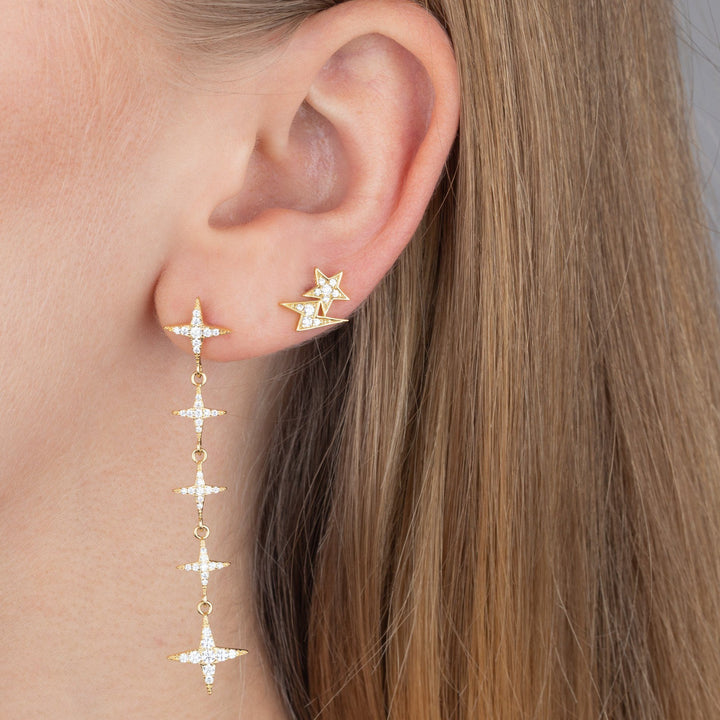 CZ Diamond Shape Drop Stud Earring - Adina Eden's Jewels
