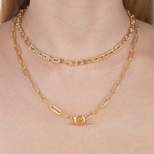  Ridged X Solid Link Toggle Necklace - Adina Eden's Jewels