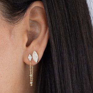 CZ Leaf Shape Stud Earring - Adina Eden's Jewels