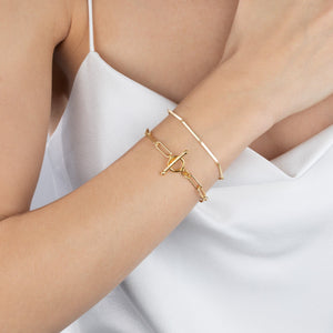  Ridged X Solid Link Toggle Bracelet - Adina Eden's Jewels