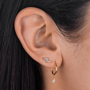  Pavé Lightning Bolt Huggie Earring 14K - Adina Eden's Jewels