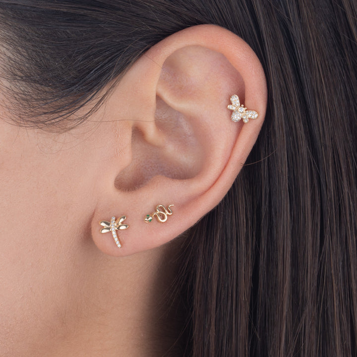  Diamond Snake Stud Earring 14K - Adina Eden's Jewels