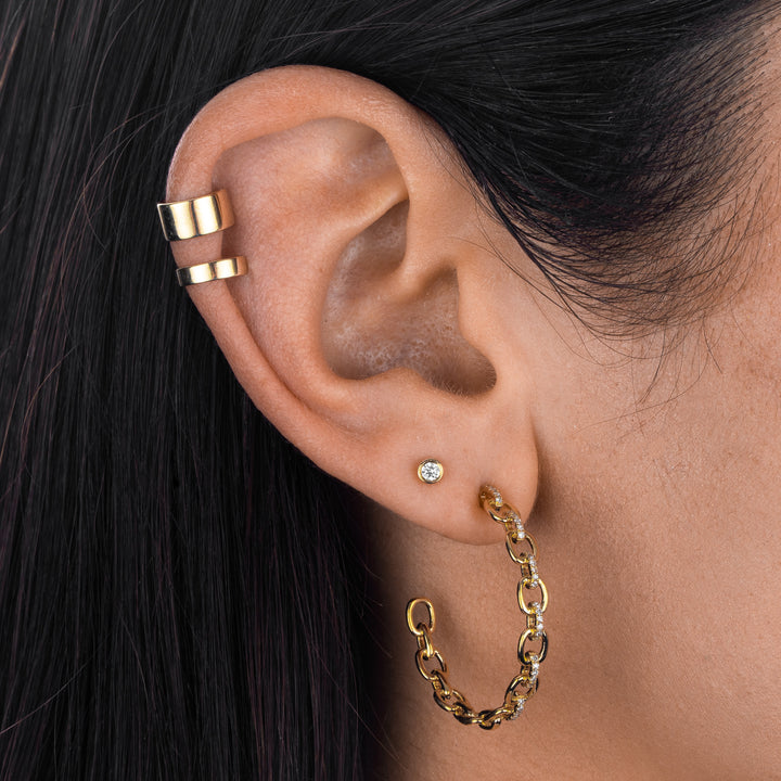  Diamond Chain Link Hoop Earring 14K - Adina Eden's Jewels