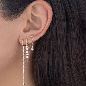  Floating Diamond Drop Chain Huggie Earring 14K - Adina Eden's Jewels