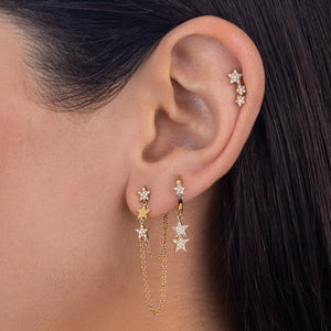  Diamond Dangling Star Huggie Earring 14K - Adina Eden's Jewels