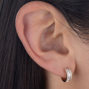  Diamond Baguette Huggie Earring 14K - Adina Eden's Jewels