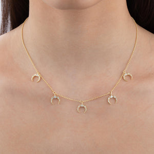  Pavé Dangling Cowhorn Necklace - Adina Eden's Jewels