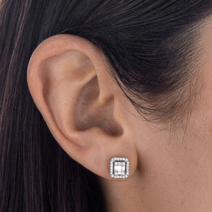  Diamond Emerald Stone Stud 14K - Adina Eden's Jewels