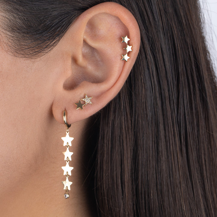  Triple Star Stud Earring 14K - Adina Eden's Jewels
