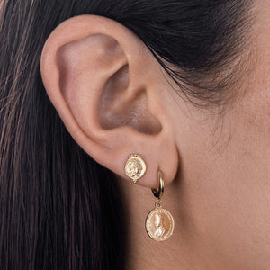  Vintage Mini Coin Huggie Earring 14K - Adina Eden's Jewels