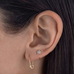  Diamond Dainty Safety Pin Earring 14K - Adina Eden's Jewels
