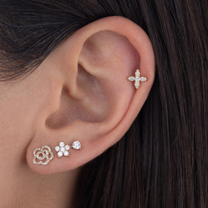  Diamond Rose Flower Stud Earring 14K - Adina Eden's Jewels