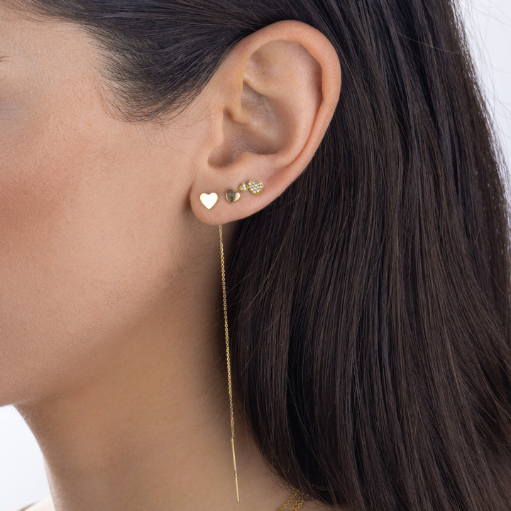  Diamond Double Heart Stud Earring 14K - Adina Eden's Jewels
