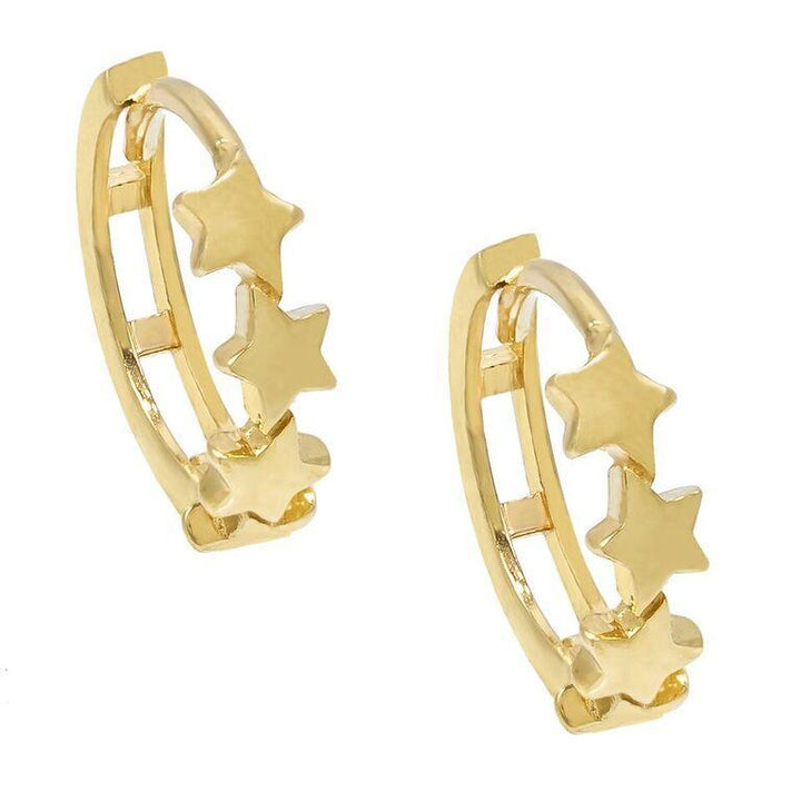 14K Gold / Single Multi Star Huggie Earring 14K - Adina Eden's Jewels