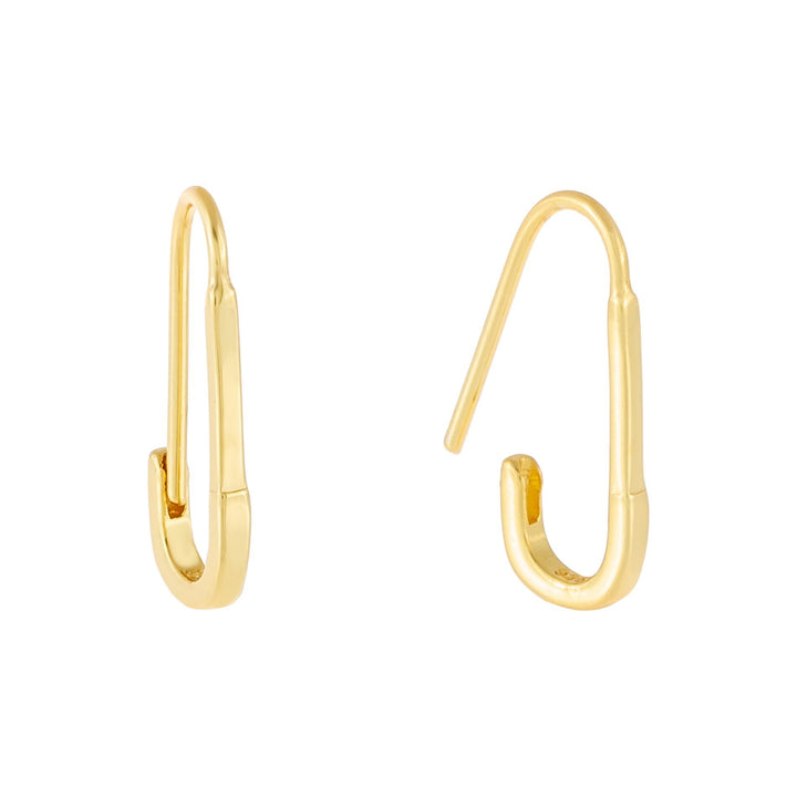 Gold Solid Safety Pin Earring - Adina Eden's Jewels