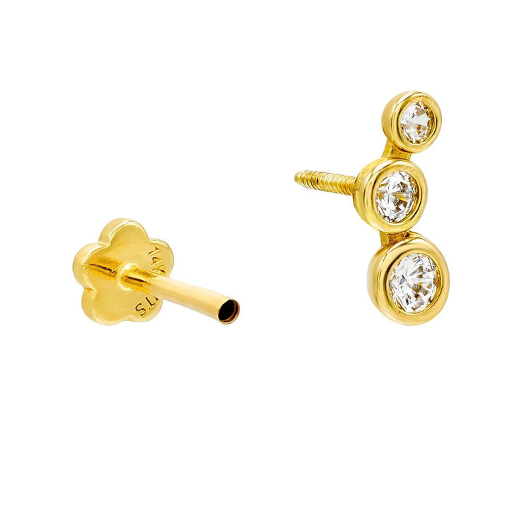  Curved Bezel Threaded Stud Earring 14K - Adina Eden's Jewels