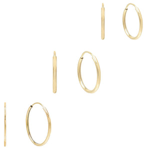 14K Gold Solid Hoop Earring Combo Set 14K - Adina Eden's Jewels