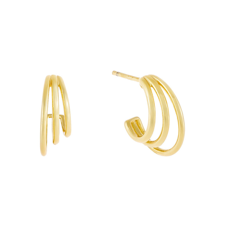 Gold Solid Cascading Open Hoop Earring - Adina Eden's Jewels