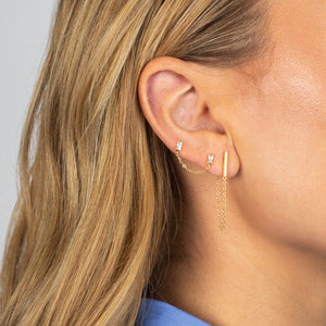  Pavé Bar Front Back Chain Stud Earring - Adina Eden's Jewels