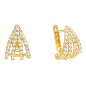 14K Gold 4 Row Huggie Earring 14K - Adina Eden's Jewels