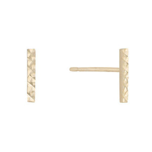 14K Gold Hammered Bar Studs 14K - Adina Eden's Jewels