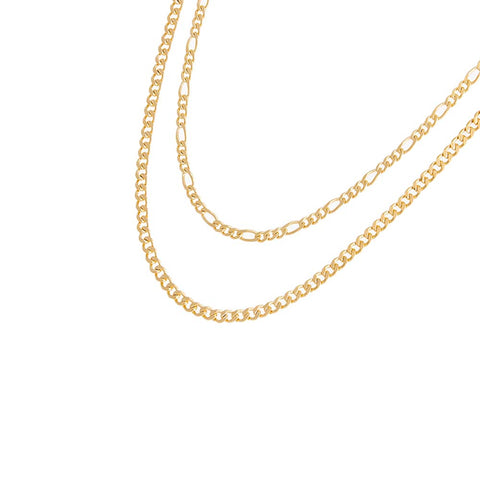 The Cuban & Figaro Chain Necklace Combo Set