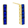 Sapphire Blue / Gold Princess Cut Drop Stud Earring - Adina Eden's Jewels