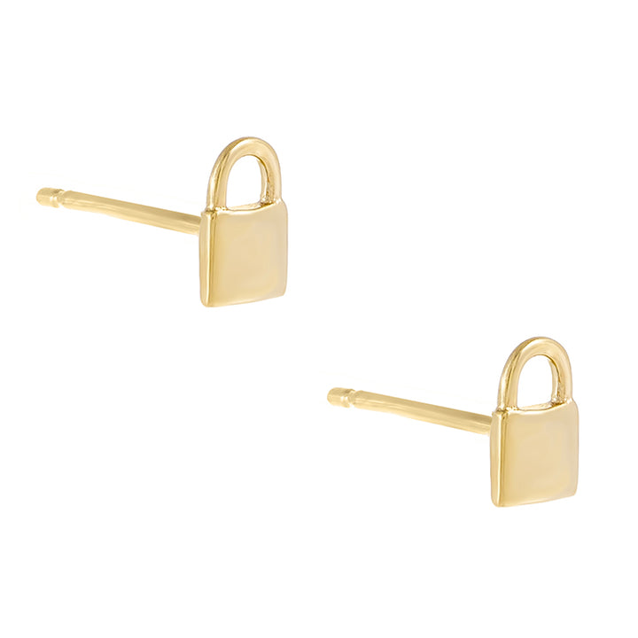 Gold Mini Lock Stud Earring - Adina Eden's Jewels