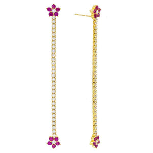  Tennis Flower Drop Stud Earring - Adina Eden's Jewels