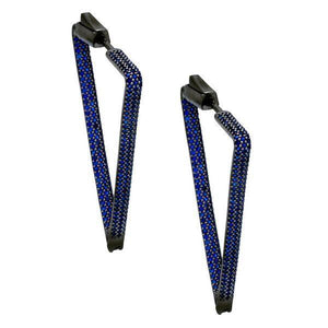 Sapphire Blue Pavé Triangle Hoop Earring - Adina Eden's Jewels