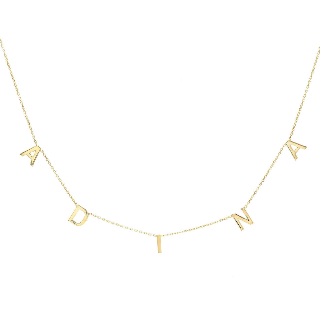 Gold Dangling Block Name Necklace - Adina Eden's Jewels
