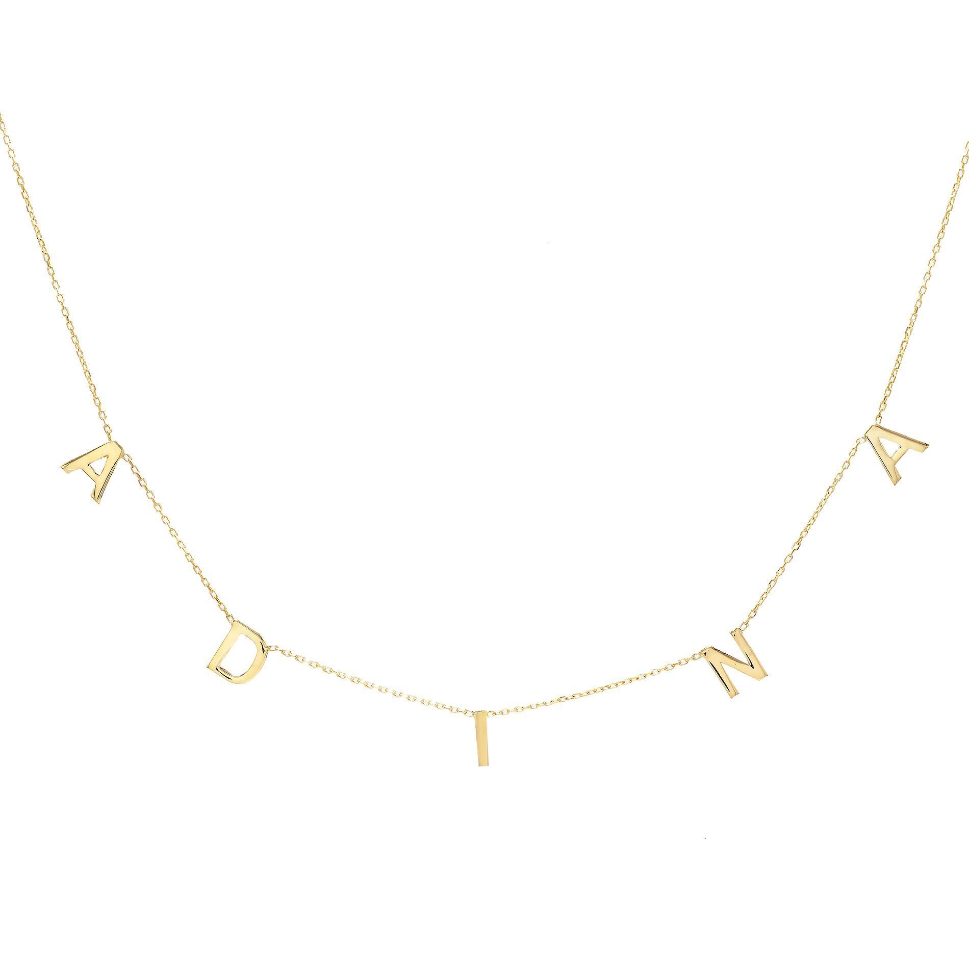 Uppercase block letter discount charm name necklace