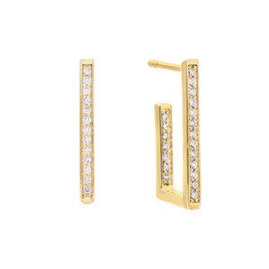Gold Pavé Rectangular Hoop Earring - Adina Eden's Jewels