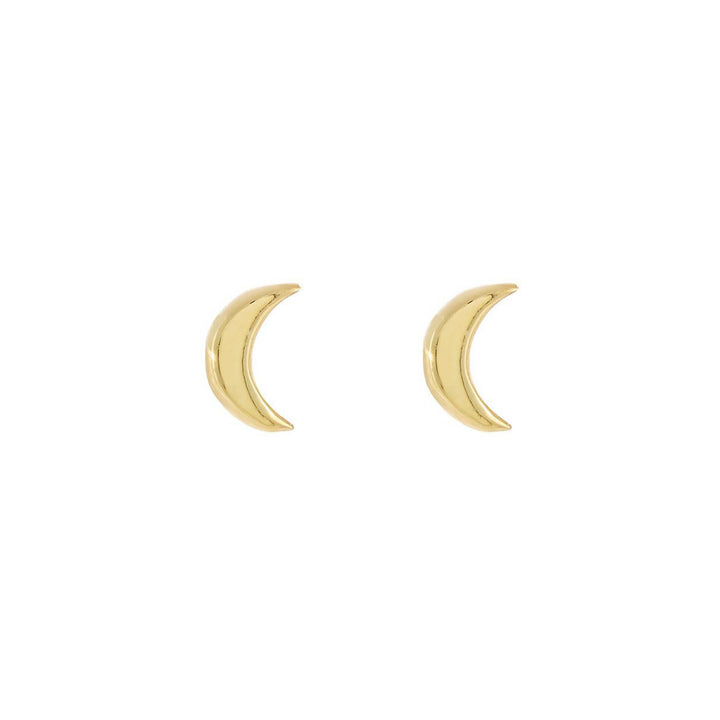 Gold Tiny Solid Moon Stud Earring - Adina Eden's Jewels