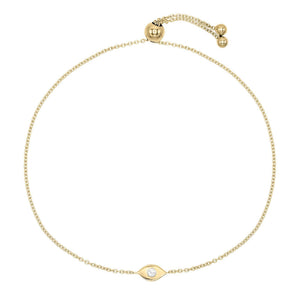 14K Gold Diamond Mini Evil Eye Bracelet 14K - Adina Eden's Jewels