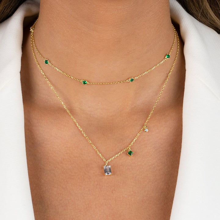  Colored Multi Stone Dangling Necklace - Adina Eden's Jewels