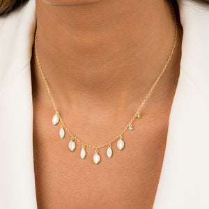  Dangling Pavé Marquise X Colored Gemstone Necklace - Adina Eden's Jewels