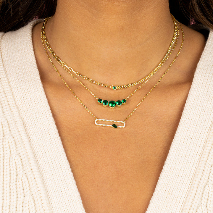  Colored Multi Chain CZ Bezel Necklace - Adina Eden's Jewels