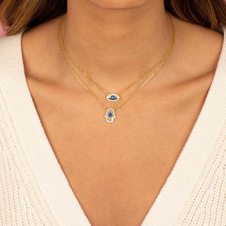  Colored Pave Hamsa Pendant Necklace - Adina Eden's Jewels