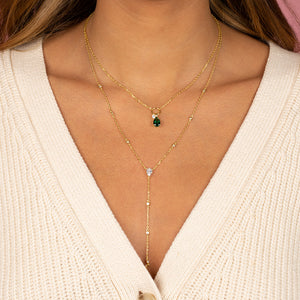  Colored Dangling Multi Stone Toggle Necklace - Adina Eden's Jewels