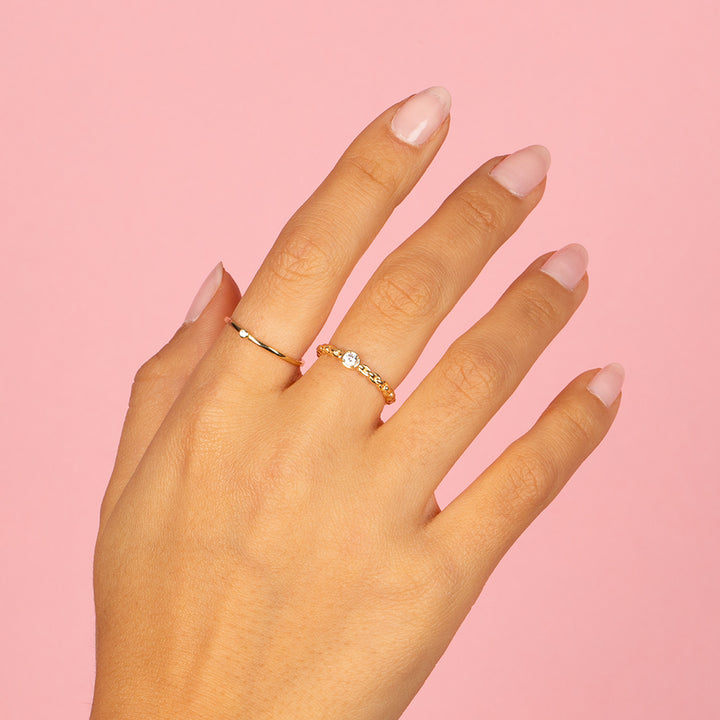  Solitaire CZ Chain Ring - Adina Eden's Jewels
