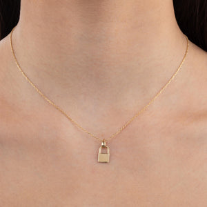  Solid Lock Necklace 14K - Adina Eden's Jewels