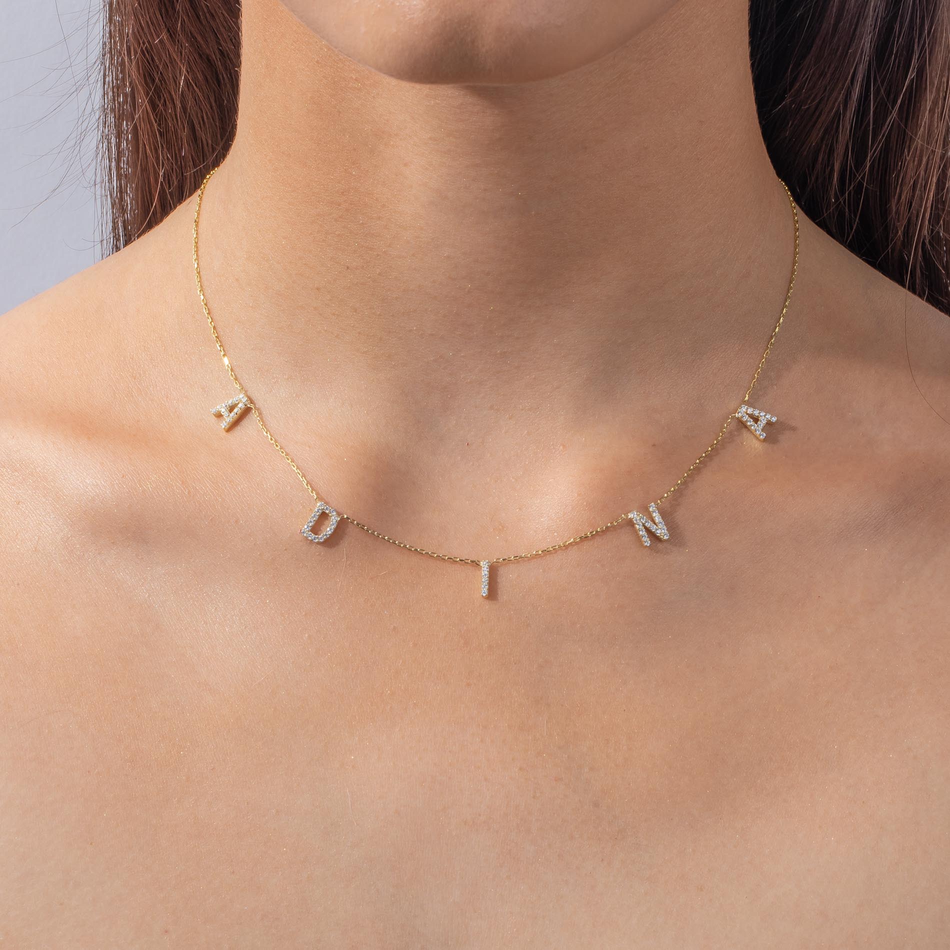 Space letter clearance name necklace