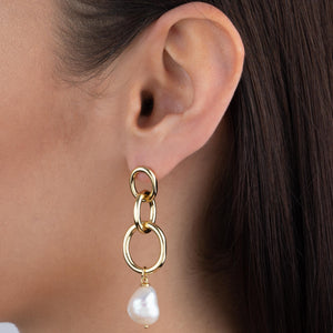  Triple Link X Pearl Drop Earring - Adina Eden's Jewels