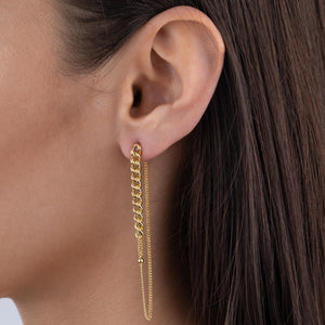  Chain X Ball Chain Drop Stud Earring - Adina Eden's Jewels