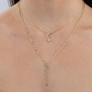  CZ Moon X Star Dangling Necklace - Adina Eden's Jewels