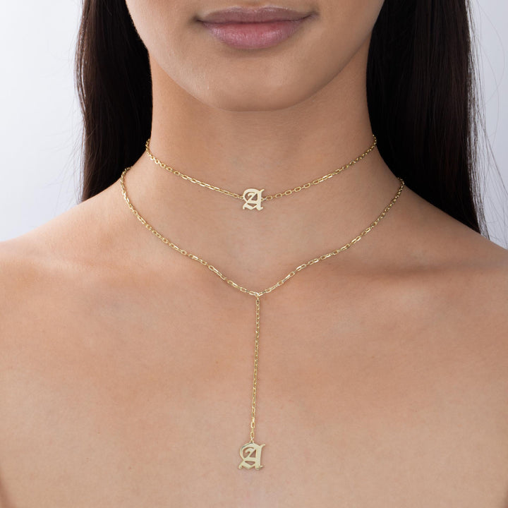  Old English Initial Open Link Choker - Adina Eden's Jewels