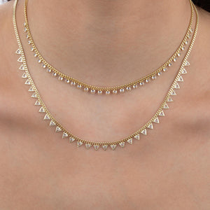  CZ Triangle Cuban Chain Necklace - Adina Eden's Jewels